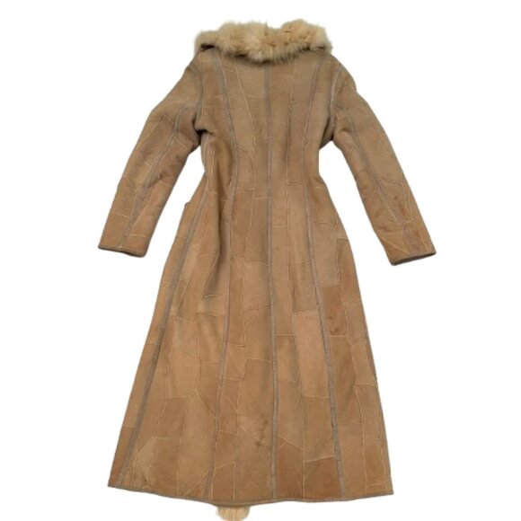 Vintage KRYOS Paris Shearling Sheepskin Coat with Fox Collar and panels IT 40 - Picture 4 of 13